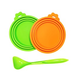 MoPawKT- Pet Food Can Covers, Silicone Can Lids for Cat/Dog Food, Universal 3 Sizes for Most of Standard Food Cans, BPA Free Reusable (2 lids+1 spoon)