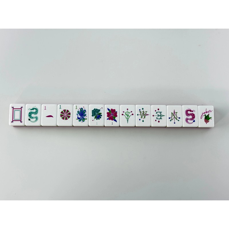 Engraved American Mahjong Tiles 160PCS Luxury 4-Layer 32mm Red Green