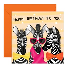 Central 23 Happy Birthday Card For Her Him - 'Party Zebra' Birthday Greeting Card For Sister Brother Mum Dad - Gifts For Women Men - Comes With Fun Stickers