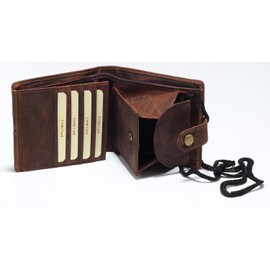 Greenburry Geldbörse zum Umhängen Leder Geldbeutel braun | 14x10,5x2,5cm