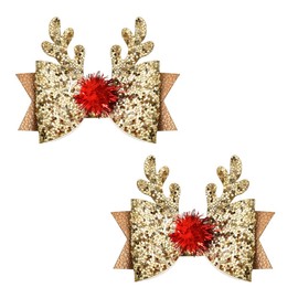 Christmas Hair Clips for Women Christmas Hair Bows for Girls Glitter Hair Bow Clips 2Pcs Christmas Hair Accessories for Little Girls Deer Decorative Side Hair Clips Sparkly Bow Barrettes for Girls