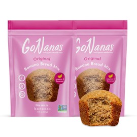 GoNanas Original Oat Flour Banana Bread Mix, Suitable for Plant Based Vegan Diets, Gluten Free Dairy Free Snacks, Healthy Snacks For Adults, Muffin Mix, Nut Free, Cupcakes Dessert, NON-GMO, 2pk