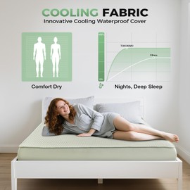 Tokokimo Cooling Full Size Mattress Protector - 100% Waterproof 3D Air Fabric Bed Cover with Deep Pocket, Ultra Soft Breathable Noiseless Mattress Pad Cover with Elastic Rubber Band