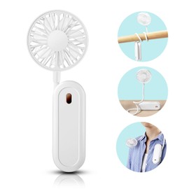 QZT Mini Lüfter, USB Hals Mini Ventilator mit Verstellbarer Länge und 1200mAh Aufladbar Akku Leise Nacken Lüfter für Büro Sport Indoor Outdoor, Weiß