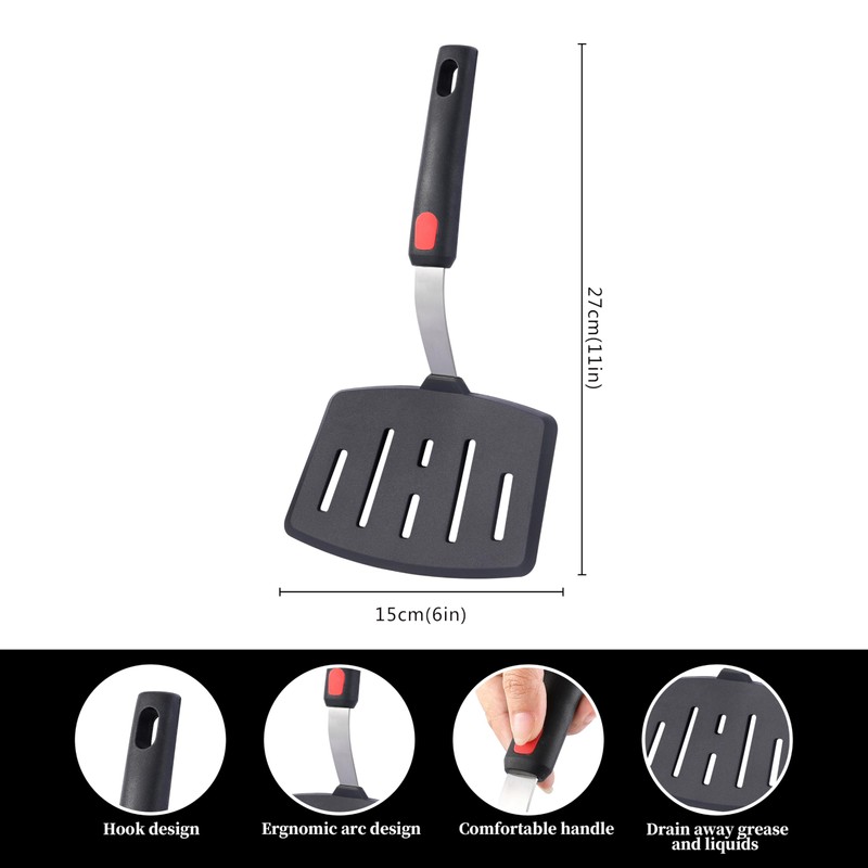 KCKHFA Silicone Wide Spatula, Slotted Turner for Cooking or Baking,