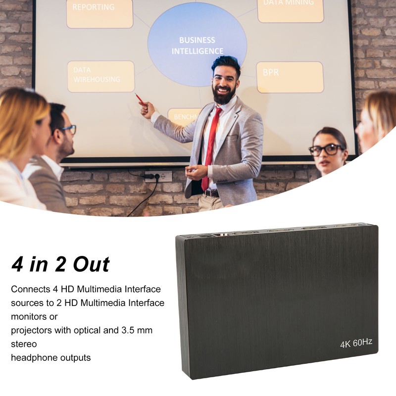 HD Multimedia Interface Switch 4K 4 in 2 Out 3.5mm