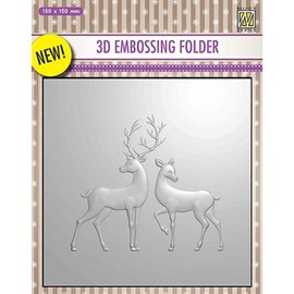 Nellie's Choice Embossing Template 3D Embossing Folders Reindeer 150 x 150 mm