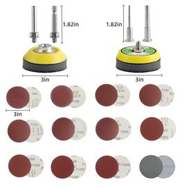 BEEK Pack of 2 3 Inch Sanding Discs Pads 75 mm with 4 Pieces 1/8 Inch & 1/4 Inch Shank, with 2 Pieces Sponge Pads, for Wood Furniture Painting, Automotive