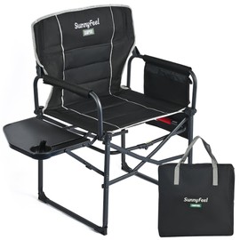 SUNNYFEEL Camping Directors Chair, Heavy Duty,Oversized Portable Folding Chair with Side Table, Pocket for Beach, Fishing,Trip,Picnic,Lawn,Concert Outdoor Foldable Camp Chairs
