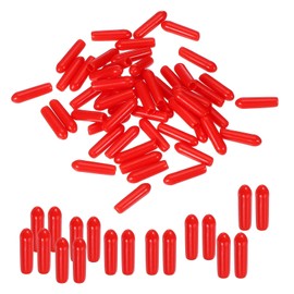 PATIKIL Round Rubber End Caps 2.8mm ID, 100 Pcs Rubber Bolt Covers Caps Vinyl Flexible Screw Thread Protectors for Metal Tube Rod Bolts, Red