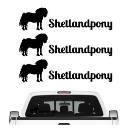 siviwonder Shetland Pony Mini Horse Sticker Set of 3 Horse Riding Car Foil Colour Black, Size 10 cm