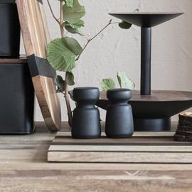 Bloomingville, Black, Mango Wood Salt and Pepper Shakers, Set of 2, Small