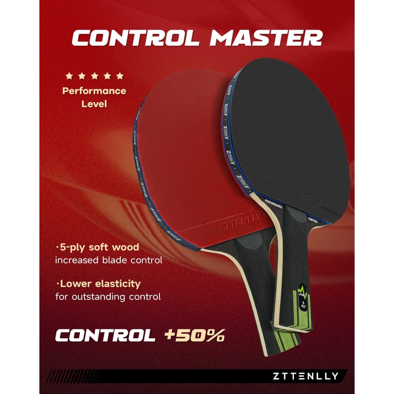 ZTTENLLY Ping Pong Paddle with Carbon Technology | Performance-Series,7-ply Finest