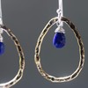 Lapis lazuli earrings and oxidized brass teardrop shape in hammer