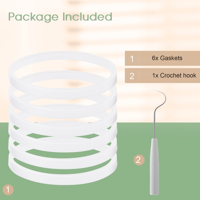 6 Pieces 10cm White Rubber Sealing Gaskets O-Ring Replacement Part
