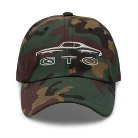 GTO American Muscle Car Collector Classic Cars Owner Dad hat Green Camo