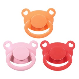Landofgenie Adult Size Dummy Large Teat Shield Dummy Pack of 3 Red + Orange + Pink Bear Shaped