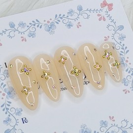 Ether Beige Handmade Nail Tips - Water Drop / 에테르 베이지 수제네일팁 - 물방울