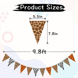 VILIFEVER 2 Pieces Animal Print Pennant Banner Jungle Theme Party Supplies Safari Birthday Party Decorations, Jungle Safari Birthday Banner for Animal Zoo Party Decor