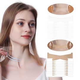 WXYINSPAS Neck Wrinkle Patches, 20Pcs Neck Strips, Neck Lift Tape for Neck Firming and Tightening, Improve Device For Neck Lines, Wrinkles, Loose Skin(Tran+Skin)