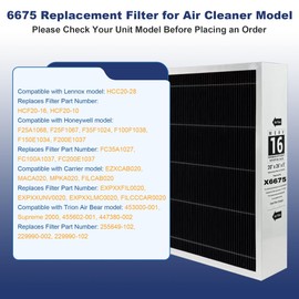 X6675 Merv 16 20x25x5 Furnace Air Filter Compatible with Lennox X6675 and Lennox HCC20-28 HVAC System, Part Number HCF20-16, 2 Pack