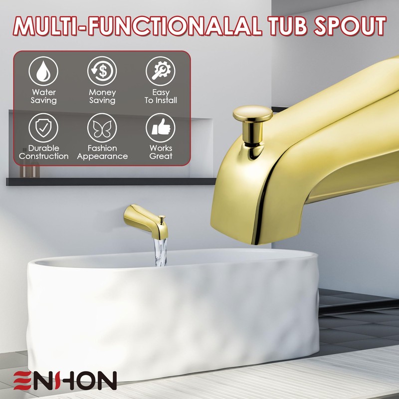Enhon 1 Pack Slip on Tub Spout with Diverter Polished