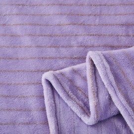KORBLISS Super Soft Flannel Throw Blanket 50x60 Inches, Premium Gold Glitter Stripes Silky Fleece Lightweight Bed Blanket All Season Use, Light Purple, 50"x60"
