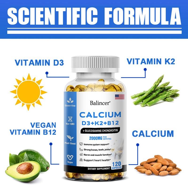 Balincer Calcium D3+K2+B12+Glucosamine Chondroitin 120 Capsules