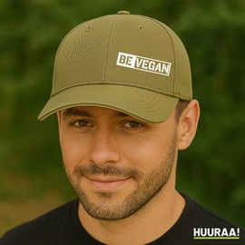 huuraa Cappy Hat Be Vegan Modern Gift Be Vegan Gift Idea, Olive/Beige, Unit size