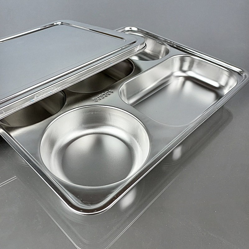 304 stainless steel 5-piece lid adult food plate / 304