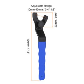 HARFINGTON 1pcs Angle Grinder Wrench 0.4"-1.6"(10-40mm) Range Universal Adjustable Lock Nut Pin Replacement Wrenches Spanner for Angle Grinder Machine Table Grinder Marble Machine, Blue