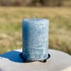 Slate Blue Gray Rustic Textured Unscented Block Pillar Candle -