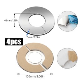 MaoNativey Set of 4 Heating Pipe Rosette 34 mm Tap Cover Rosette Stainless Steel Pipe Sleeves Heating Pipe Cover Split for Taps Pipes Heater Pipes