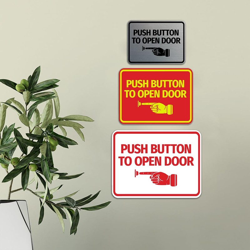Signs ByLITA Classic Framed Push button to open door (finger