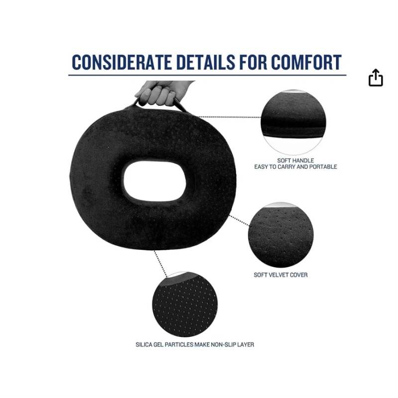 Cozy BoSpin Donut Pillow Memory Foam Seat Cushion - Non-Slip
