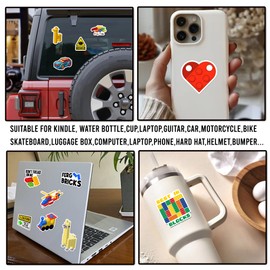 WESILY Pack 50 PCS Building Block Stickers Colorful Bricks Waterproof Sticker Vinyl Decals Decorations Water Bottles Laptop Phone Helmet Scrapbooks Gifts Birthday for Teens Adults Girls Boys