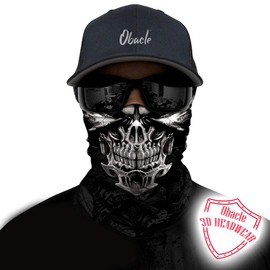 Obacle Skull Face Mask Half for Dust Wind UV Sun Protection Seamless 3D Tube Mask Bandana for Men Women Durable Thin Breathable Skeleton Mask Motorcycle Riding Bike Festival (Skull Ugly Hole Face)