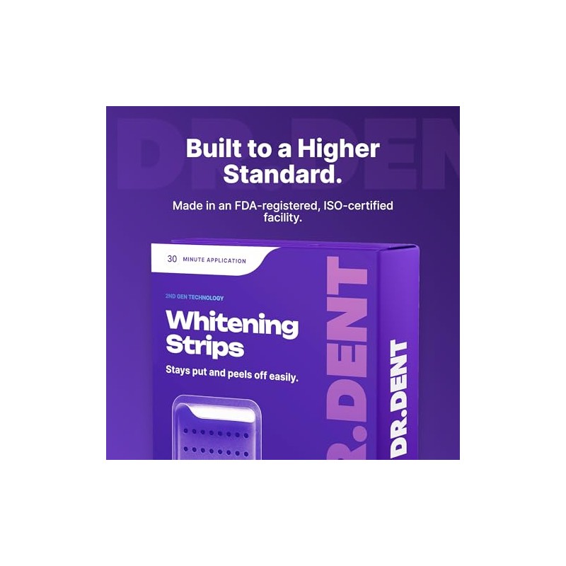 DR.DENT Purple Teeth Whitening Strips 7 Treatments - Enamel Safe