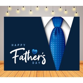 BELECO 7x5ft Fabric Happy Father's Day Backdrop Black and White Suit Blue Necktie Father's Day Background Banner I Love Dad Party Decoration Family Photography Studio Props
