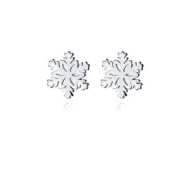 Reffeer Solid 925 Sterling Silver Snowflake Stud Earrings for Women Winter Snow Stud Earrings Christmas (A-Silver)