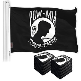 G128 10 Pack: POW MIA Flag | 3x5 Ft | LiteWeave Pro Series Printed 150D Polyester | Indoor/Outdoor, Vibrant Colors, Brass Grommets, Thicker and More Durable Than 100D 75D Polyester