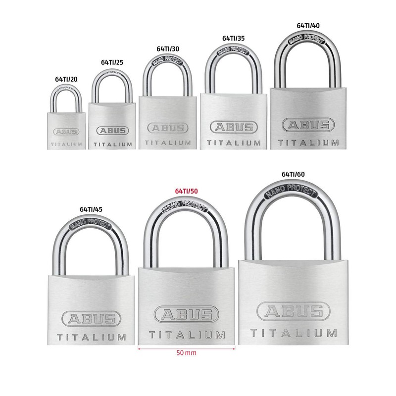 ABUS 64ti/50HB80 Titalium Padlock 50mm x 80mm Long Shackle