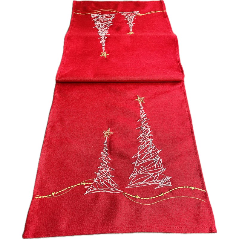 khevga Table Runner Tablecloth Christmas Modern in Grey with Embroidery
