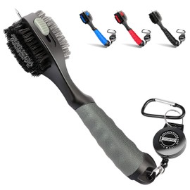 CHAMPKEY PRO Retractable Golf Club Brush | Oversized Brush Head with Soft Rubber Hand Grip & Retractable Groove Cleaner Golf Brush