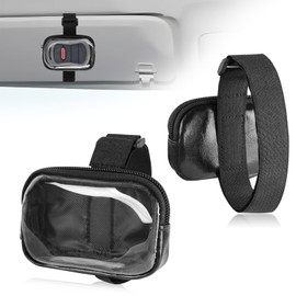 HIFILTURE Garage Door Opener Holder for Visor, Mini Universal Bag for Garage Door Key Fob Remote Control, Adjustable Visor Case for Car Key Fob, Lipsticks Cosmetics Small Items (Black)