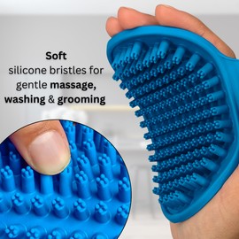 Dog Bath Brush - Silicone Grooming and Shedding Brush for Dogs & Cats, Puppy Essentials Dog Shampoo Brush, Pet Hair Removal Tool for Deep Clean & Massage