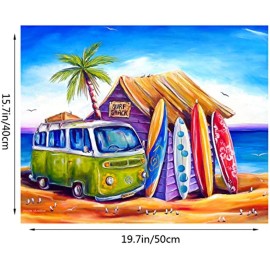 Paint Pizzazz VW Surf Board Paint by Numbers for Adults Rolled Wrinkle-Free Canvas, 16x20 inch