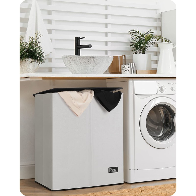 SOLEDI Luxury Double Laundry Hamper with Lid and Removable Bags,