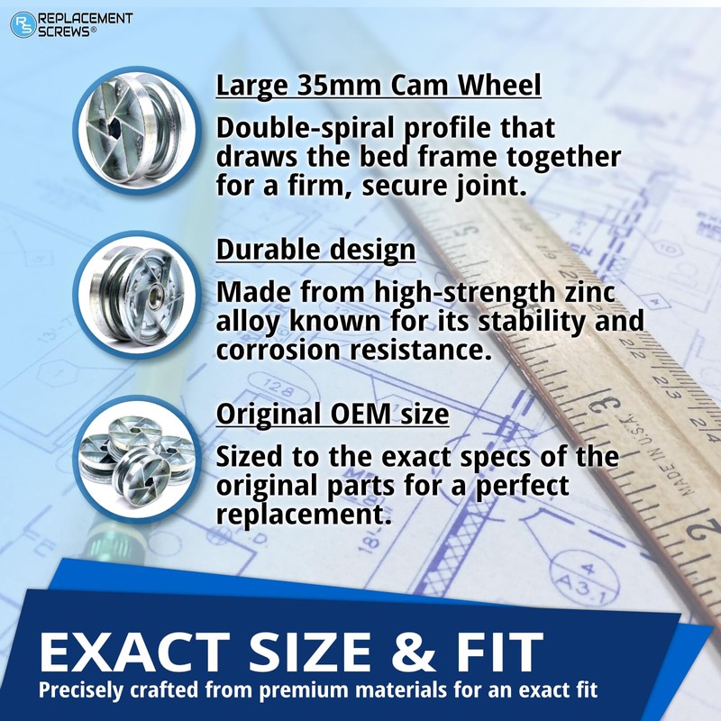 ReplacementScrews Bed Frame Cam Wheel Locks Compatible with IKEA Part
