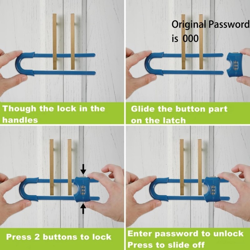FIGEPO 6 Pack Child Proof U-Shaped Code Sliding Cabinet Door